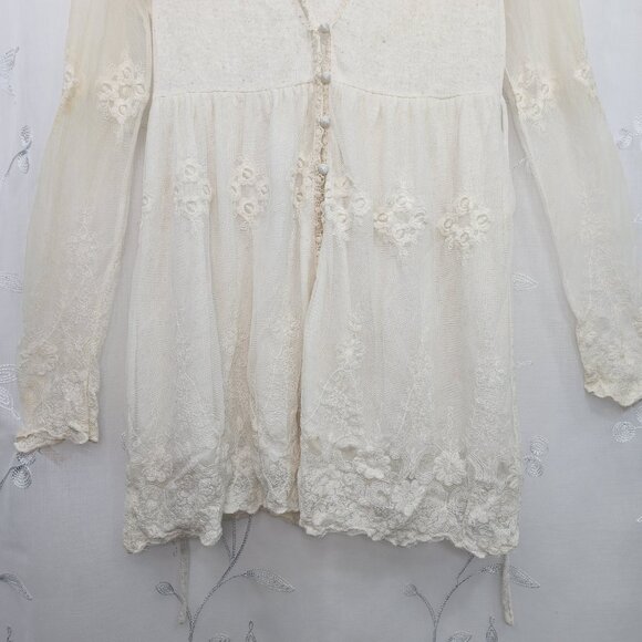 A'Reve Cream Colored, Elegant, Lace Cardigan. - Picture 8 of 13